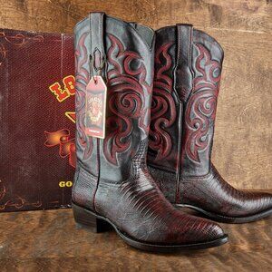 Los Altos Men's Black Cherry Teju Lizard Cowboy Boots 990718 Sz 10 EE STUNNING!
